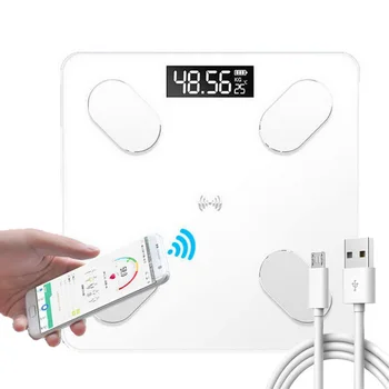 

Usb Charge Bluetooth Scales Floor Body Weight Bathroom Scale Smart Backlit Display Body Weight Body Fat Water Muscle BMI