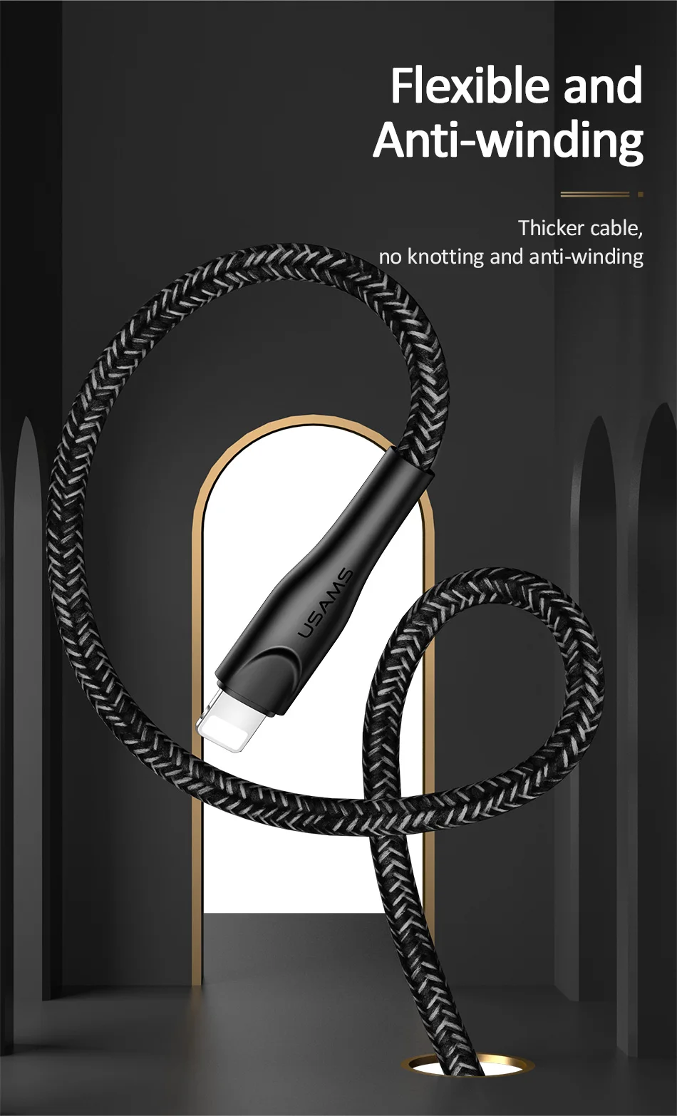 Кабель мобильного телефона для iPhone XR кабель USAMS SR плетеный нейлоновый кабель для передачи данных для освещения Смарт 2А Быстрая зарядка USB кабель iOS