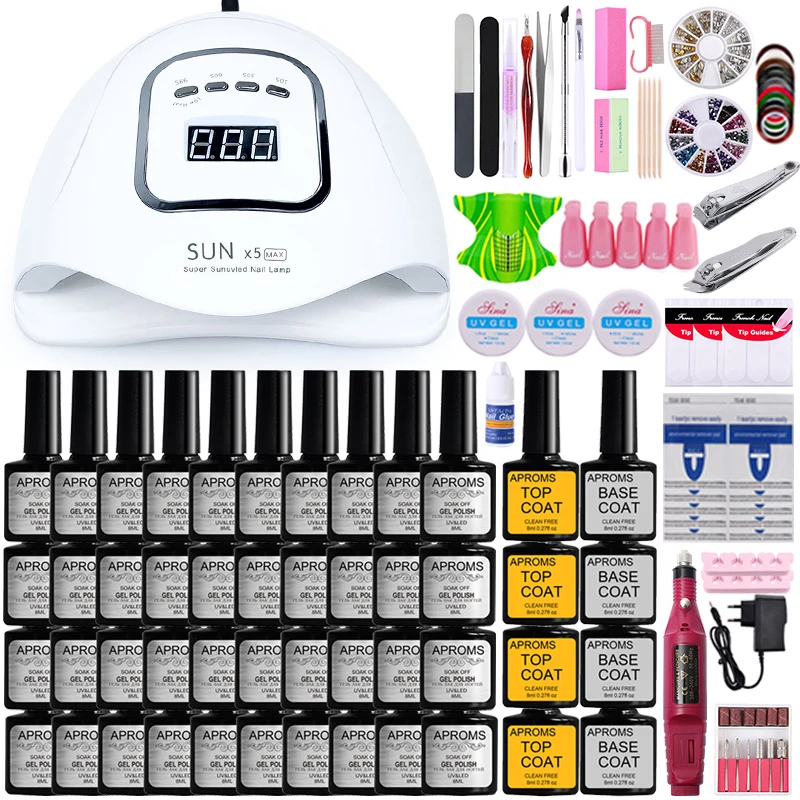 

Manicure Set Nail Kit Nail Set 40/30/20/10 Nail Gel Polish Set Electric Nail Drill Machine 80W UV LED Nail Lamp Dryer Nail Tools