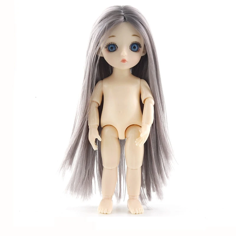 16 см мини-кукла 1/8 BJD куклы 13 раскладные игрушки Обнаженная девушка тело мода Bonecas DIY игрушки Enchantimal куклы для девочек подарок - Цвет: F-gray blue eyes