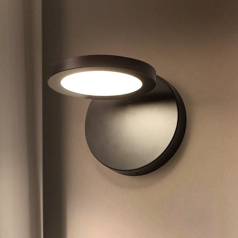 lampara de pared ajustable con espejo led empotrable para lectura cabecera de cama moderna sencilla en blanco y negro