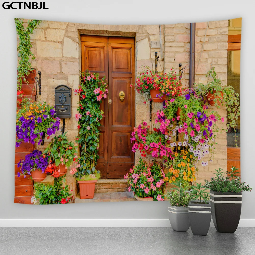 Landscape Big Tapestry Ltaly Rural Small Town Street Retro Style Background Decor Hippie Wall Hanging Tapestries Bedroom Blanket Tapestry Decorations