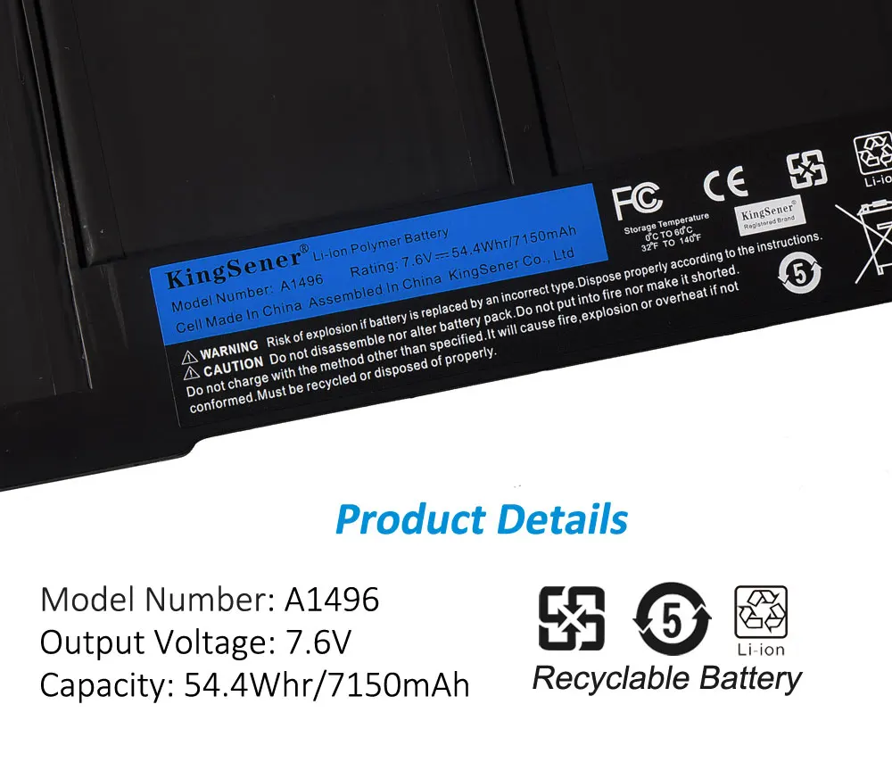 KingSener New Laptop Battery A1496 For Apple MacBook Air 13