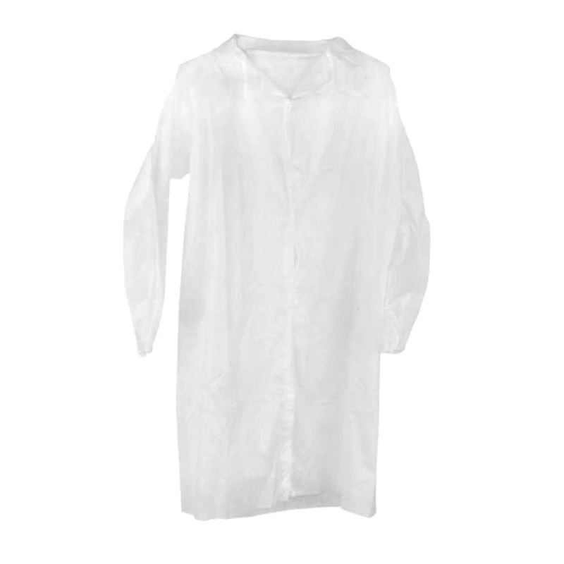 

10Pack White Isolation Gown, Disposable Lab Coat with Collar, Anti-Fog Anti-Particle Disposable Visitor Coat
