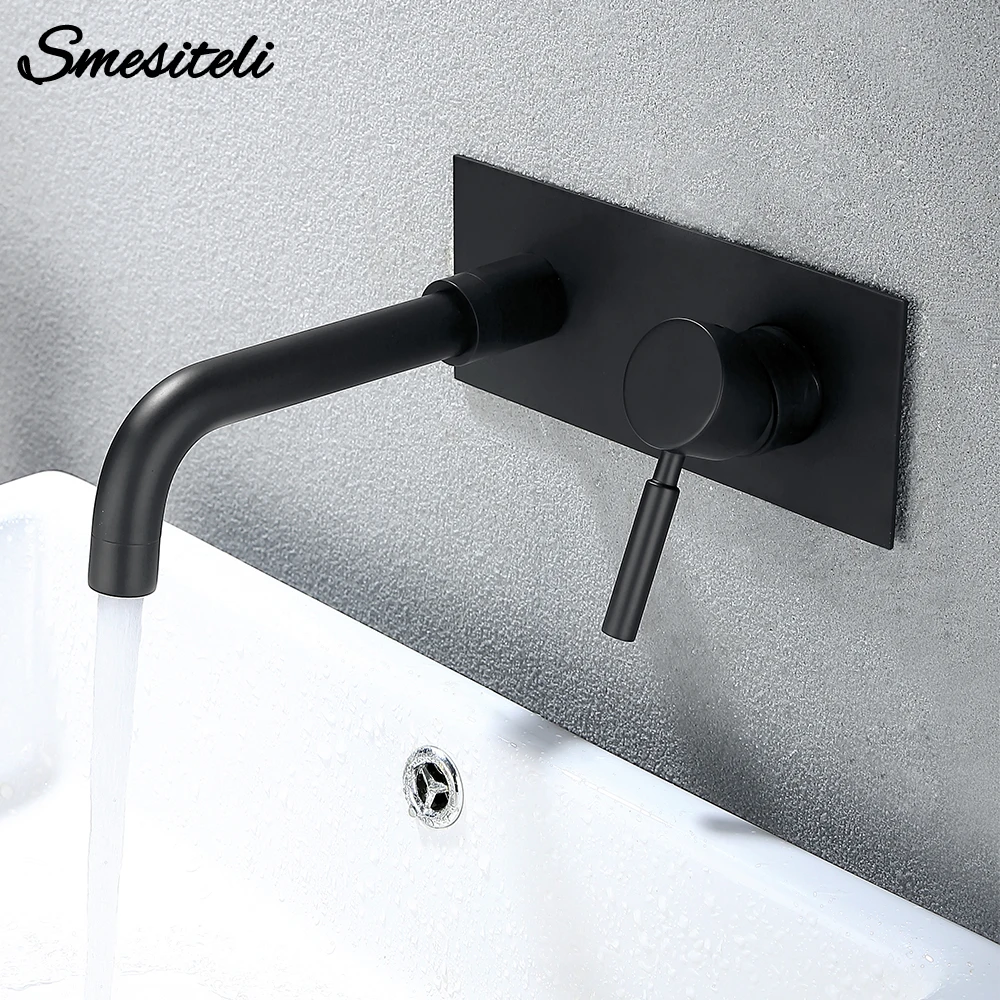 Smesiteli Черный кран с двумя отверстиями для горячей и холодной воды латунный