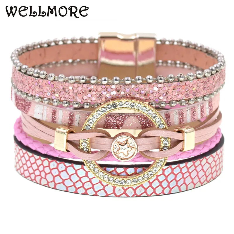 Charm Leather Bracelets bracelet jewelry For Women Trendy Boho Multilayer Wrap Bracelet Female Jewelry