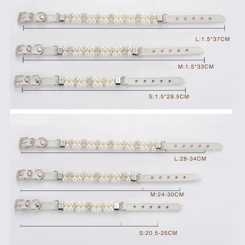New Bling Pet Cat Collar With Handmade Adjustable Dog Pearl Necklace Luxury Diamond Pet Collar Decoration for Puppy Dogs Cats New Bling Pet Cat Collar With Handmade Adjustable Dog Pearl Necklace Luxury Diamond Pet Collar Decoration for Puppy Dogs Cats