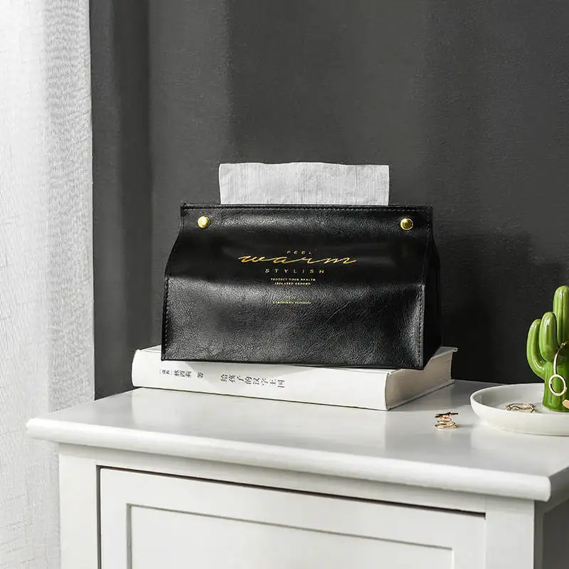 Creative Leather Tissue Storage Box Container Case Foldable Home Kitchen Bedroom Car Desktop Napkin Paper Holder Organizer 3
