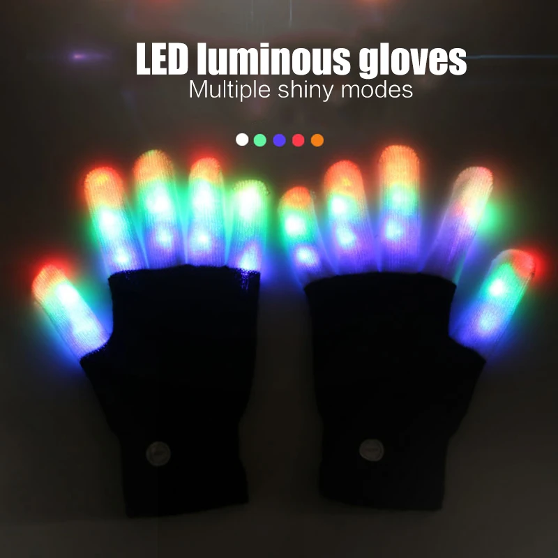 Colorful Fiber Gloves Electric Flashing Luminous LED Durable Motorcycle Bicycle | Автомобили и мотоциклы