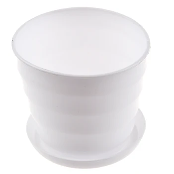 

BESTPlastic Round Flower Plant Pot Planter Holder With Tray Home Office Garden Decor White