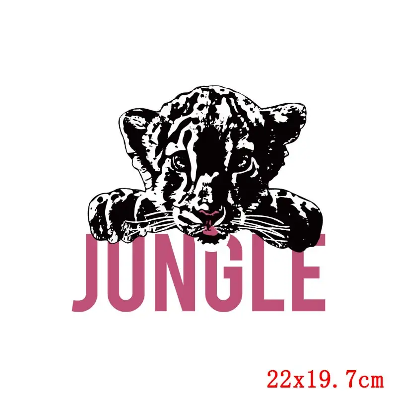 Jungle Leopard черный розовый железный для передачи одежды животный теплопередача