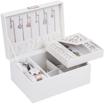 

Casegrace Portable Travel Jewelry Box Organizer Leather Jewellery Ornament Case Storage