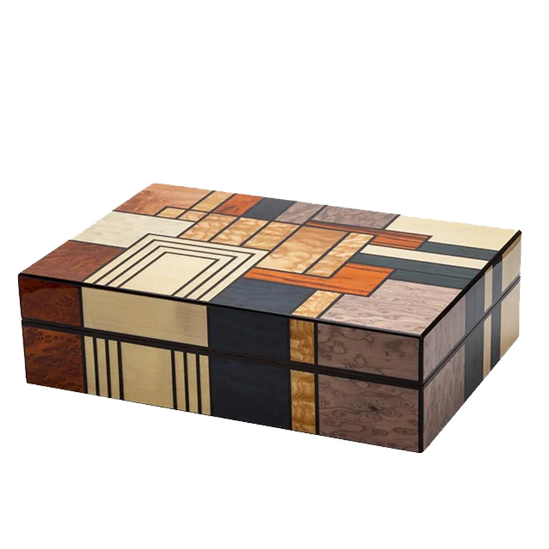 

High-end Mellow cedar Cigar box Creative cigar moisturizer Box Highlight Lacquer Large capacity cigarette cigar box