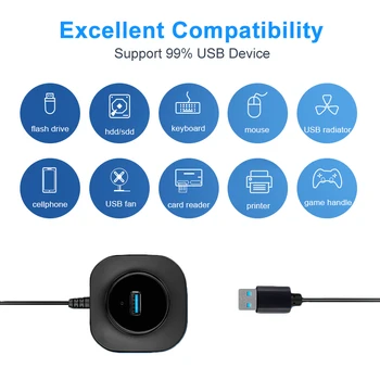 

2019 New USB 3.0 Multi HUB Splitter Expansion 4 High Speed Port PC Laptop Cable Adapter
