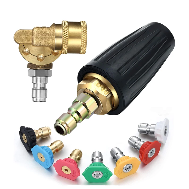 

Pressure Washer Accessories Kit, 4.0 Rotating Turbo Nozzle 1/4 Inch Quick Connect Pivoting Coupler,with 7 Spray Nozzle Tips