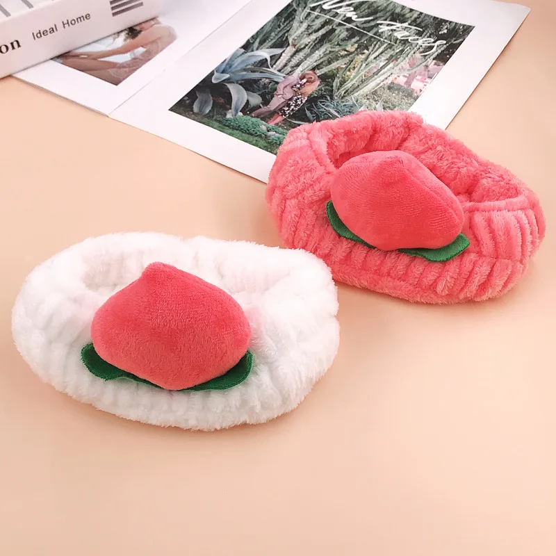 Новинка, коралловые флисовые мягкие милые розовые персиковые повязки на голову для мытья лица, женские, девичьи повязки для волос, повязки на голову, аксессуары для головных уборов