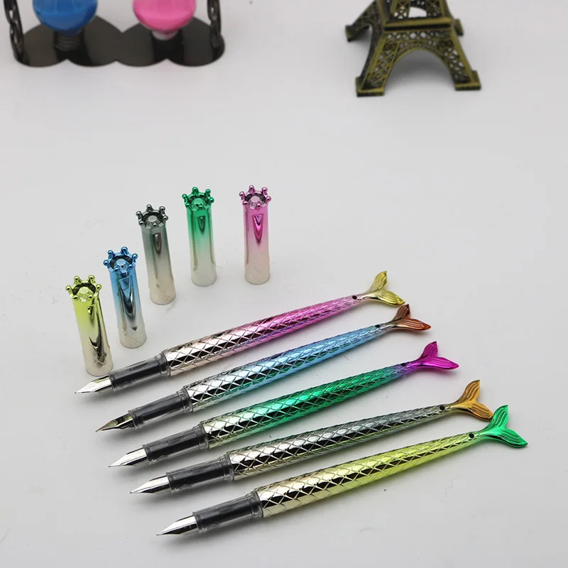 1pc Kawaii Mermaid Fountain Pen Cute Gradient 0.38mm Fountain Pen For