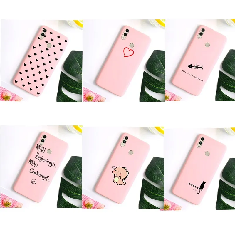 Cute fish cat color phone case For Huawei Honor 8C 10i P SMART plus 2019 8X 8A 8S Y5 Y7 pro Y6 prime pink soft TPU cover |