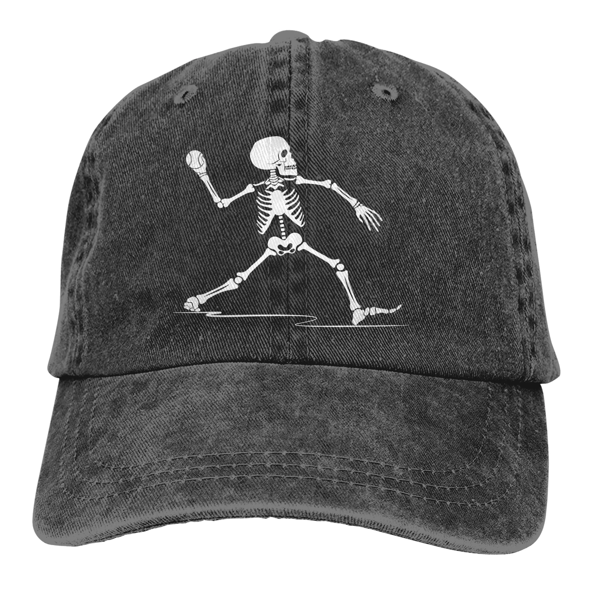 Бейсбольный Скелет Casquette черный унисекс Мужские Женские джинсовые бейсболка с ремешком кепки Регулируемый Гольф папа шляпа