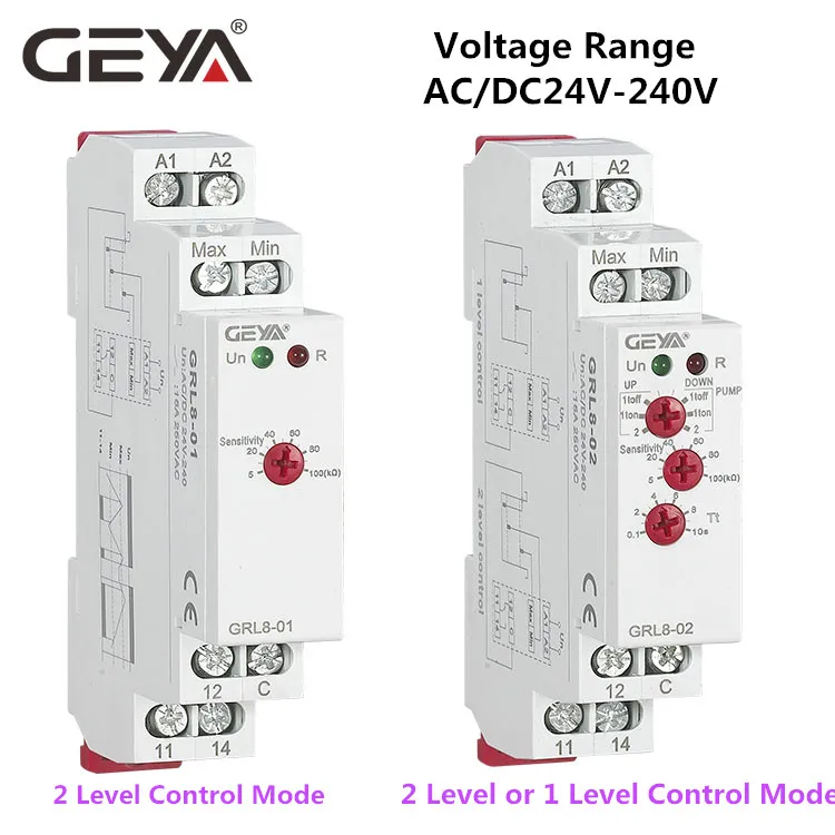 GEYA GRL8 регулятор уровня жидкости реле 10A AC/DC 24 V-240 V Электронный насос управления Realy