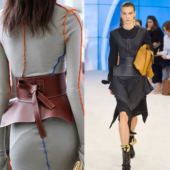 

2020spring Summer PU Leather Thin Waistband Women's Simple Super Wide Waistband