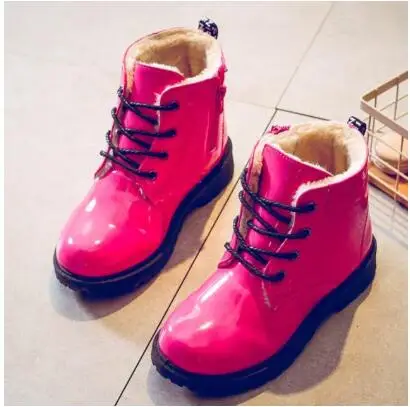 as pictures Hot sale Children Martin Boots PU Leather Waterproof Kids Snow Boots Brand Boys Fashion Girls Sneakers Rubber Boots School - Цвет: as pictures