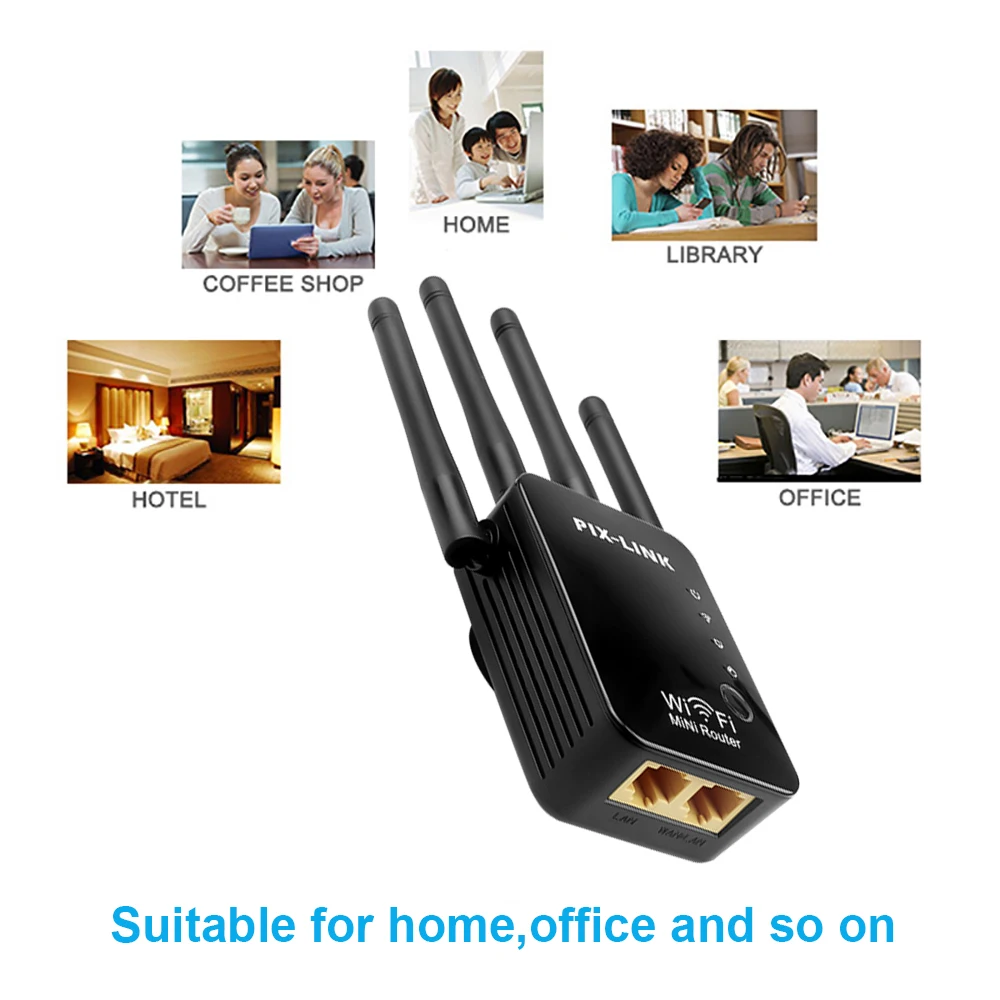 portable wifi signal booster Kebidu WiFi Repeater Extender 300Mbps Router 2.4GHz Wireless Long Range Extender Router Power Booster With 2 External Antenna wireless signal booster