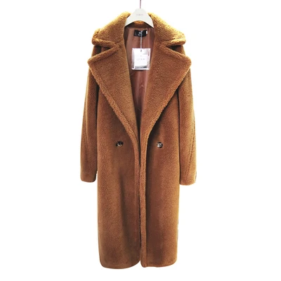 Camel Winter Women Coat Long Plush Faux Fur Coats Women Clothing Lamb White Furry Coat Thicken Warm Soft Fluffy Jacket Autumn - Цвет: Camel