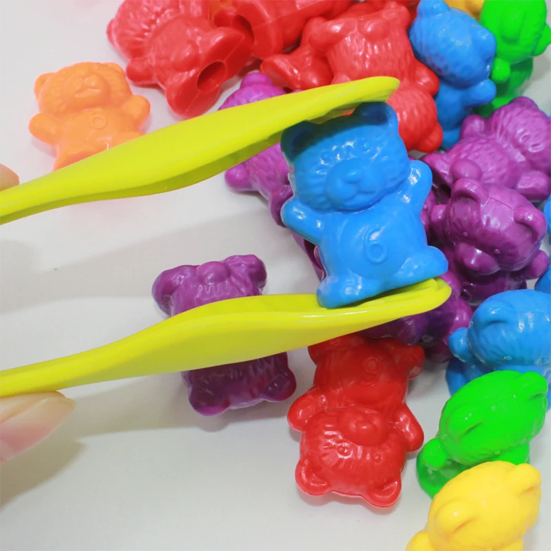  Six-color Rainbow Bear Weight Counting Child Montessori Education Digital Cognitive Toy Hand Brain  - 4000453038727