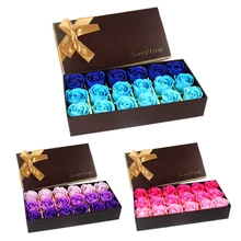 Креативный градиент имитация розы мыло цветок 18 шт. фиолетовый и 18 шт. синий и 18 шт. розовый красный