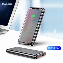 Baseus 10000 мАч QI беспроводной зарядный внешний аккумулятор Quick Chage 3,0+ USB PD Быстрая зарядка внешний аккумулятор для iPhone Xiaomi