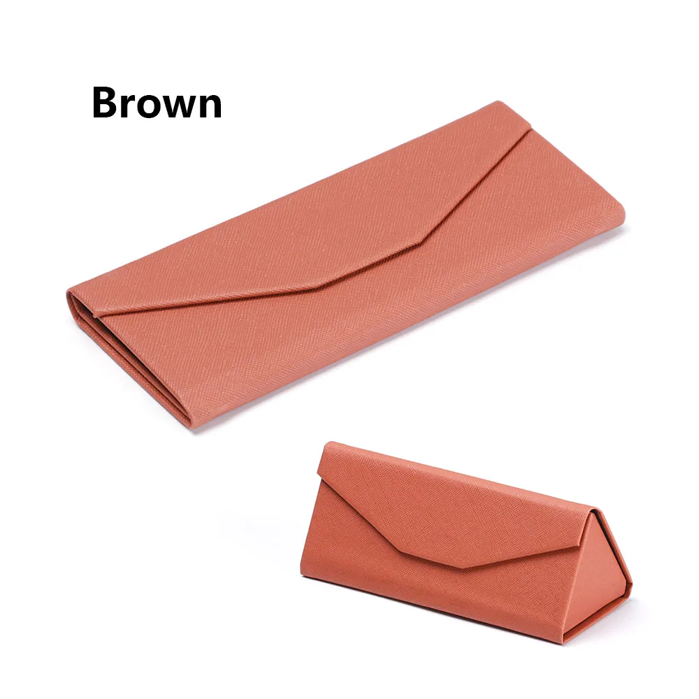 brown 1 шт., портативные треугольные солнечные очки, складные, ПУ, водонепроницаемые, сильный магнит, Чехол для очков, защитный органайзер для очков, Одноцветный - Цвет: brown