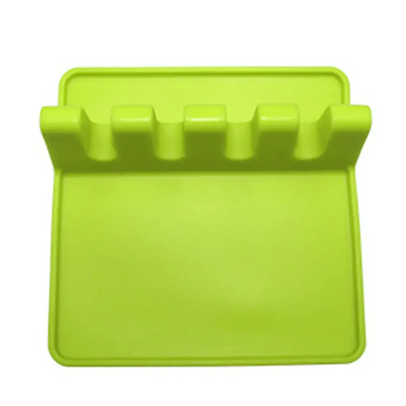 Зеленый Kitchen Utensil Spoon Holders Heat Resistant Rack Fork Organizer Gadget high quality food grade silicone Table Mats Pads - Цвет: Зеленый