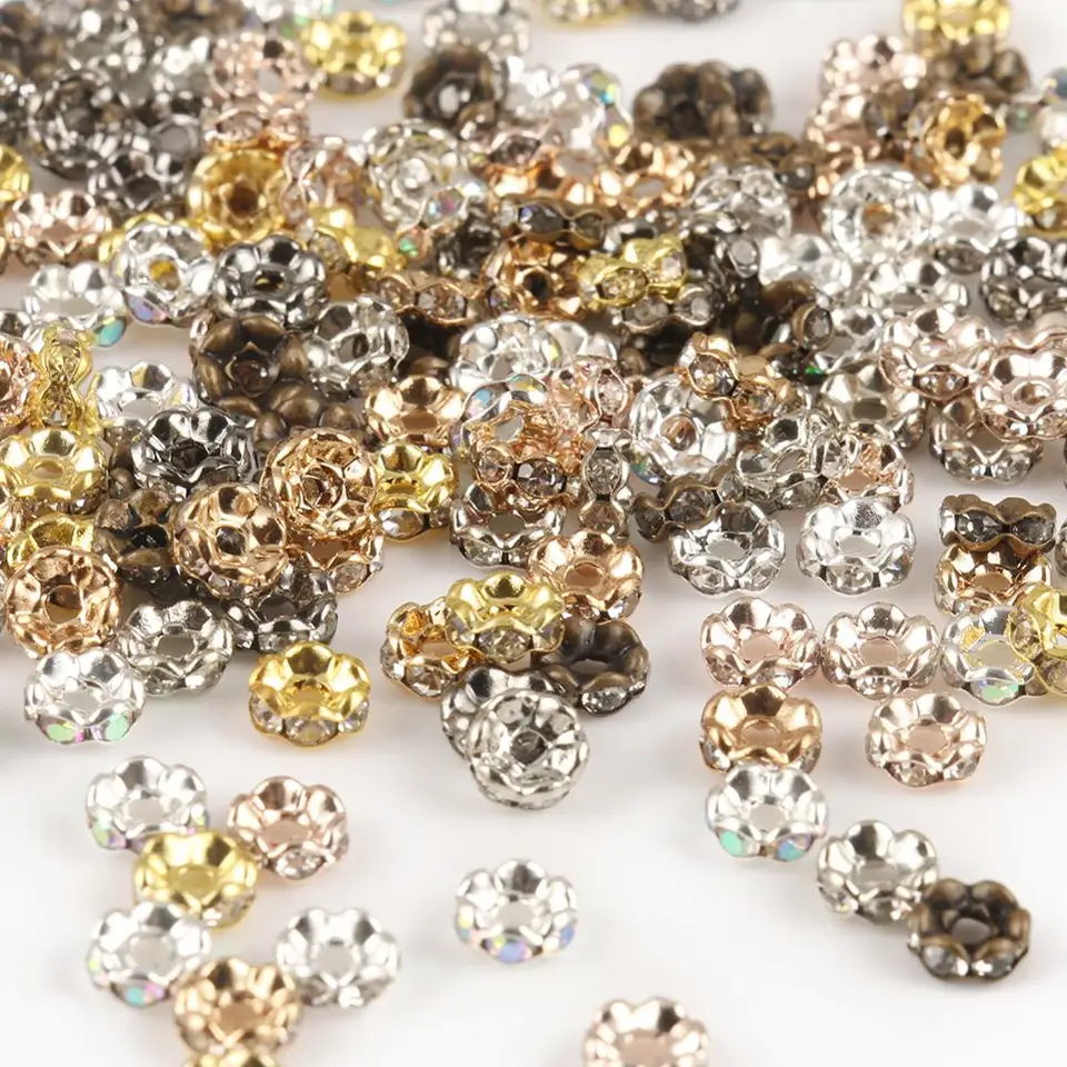 100 Perles Entretoises Rondelles Cristal Tchèque Strass Or Rose - 5mm, 18k