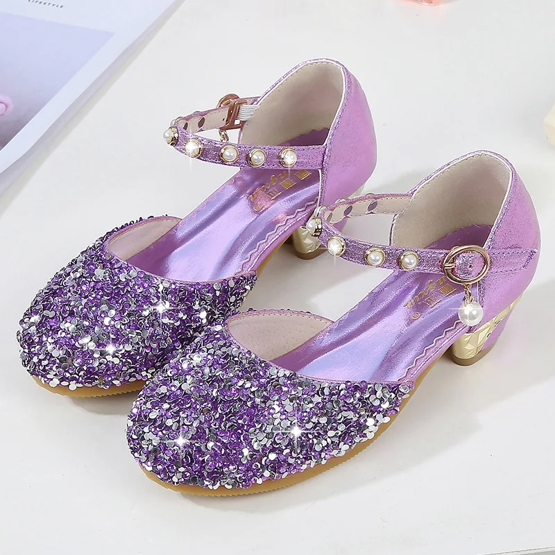 Модная детская обувь на плоской подошве; мягкая Свадебная обувь принцессы для девочек; модельные туфли; вечерние туфли с блестками для девочек; размеры 24-36; B407