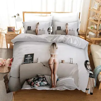 

Sexy Buttocks Girl Bikini White Bedding Set Bedroom Decor Hypoallergenic Quilt Cover 1PC Duvet Cover with Pillowcase Free Mask