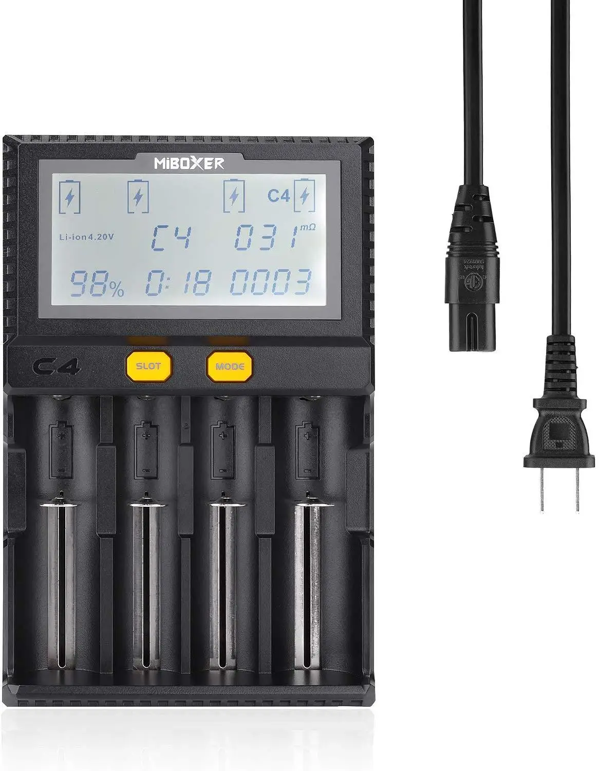 

Smart LCD USB Battery Charger for for Li-ion/IMR/INR/ICR/Ni-MH/Ni-Cd/LiFePO4 battery 3.7v 4 Slots