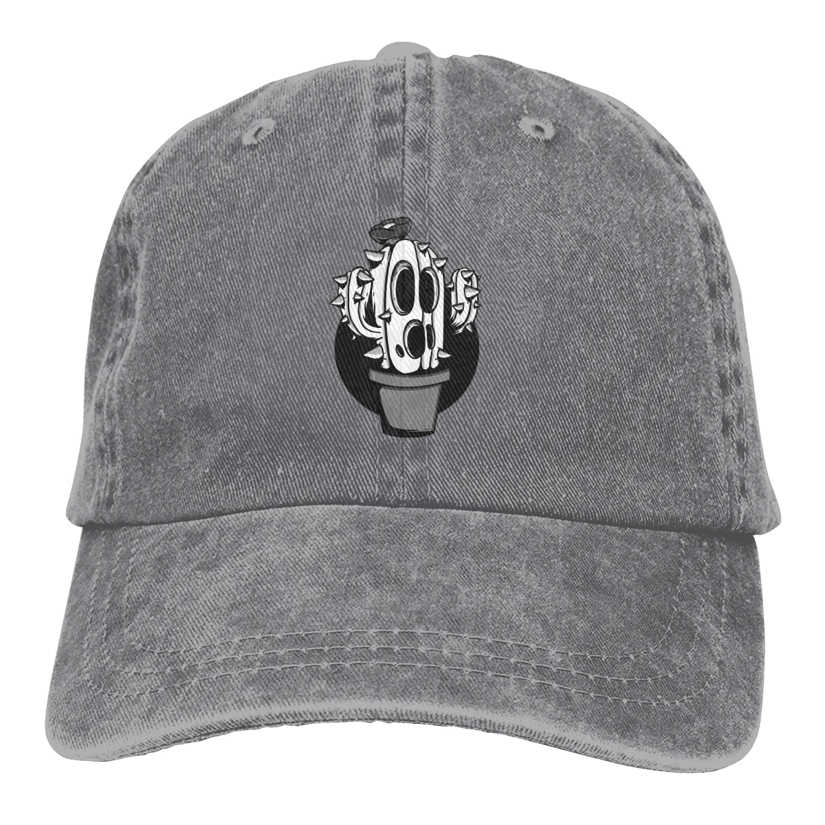 Black And White Cactus Monster Mascot Vintage Unisex Adjustable Trucker Cap for Adult | Аксессуары для одежды
