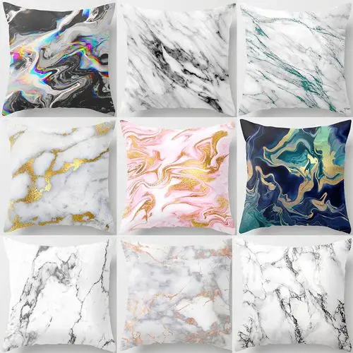

Marble textured Nordic peach velvet pillowcase Modern minimalist car cushions