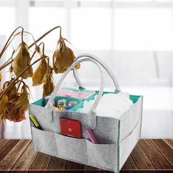 

Felt Cloth Storage Bag Foldable Baby Large Size Diaper Caddy Changing Table Organiser Toy Storage Basket Car Organizer