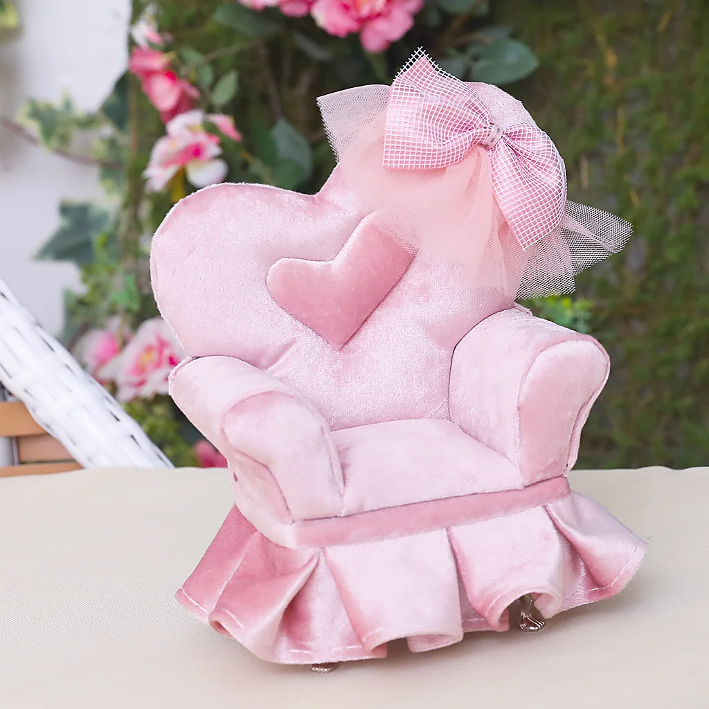 Chic Pink Sofa Jewelry Storage Box Case Necklace Earrings Organizer Case