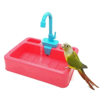 

Plastic Simulation Kitchen Sink Kit Automatic Water Cycle System Parrot Small Pet Electric Bathtub Home Decor in stock