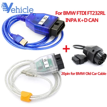 

OBDII Scanner OBD OBD2 20PIN Cable INPA K+D CAN for BMW FTDI FT232RL INPA K+CAN FTDI FT232RL for BMW Swith Diagnostic Cable