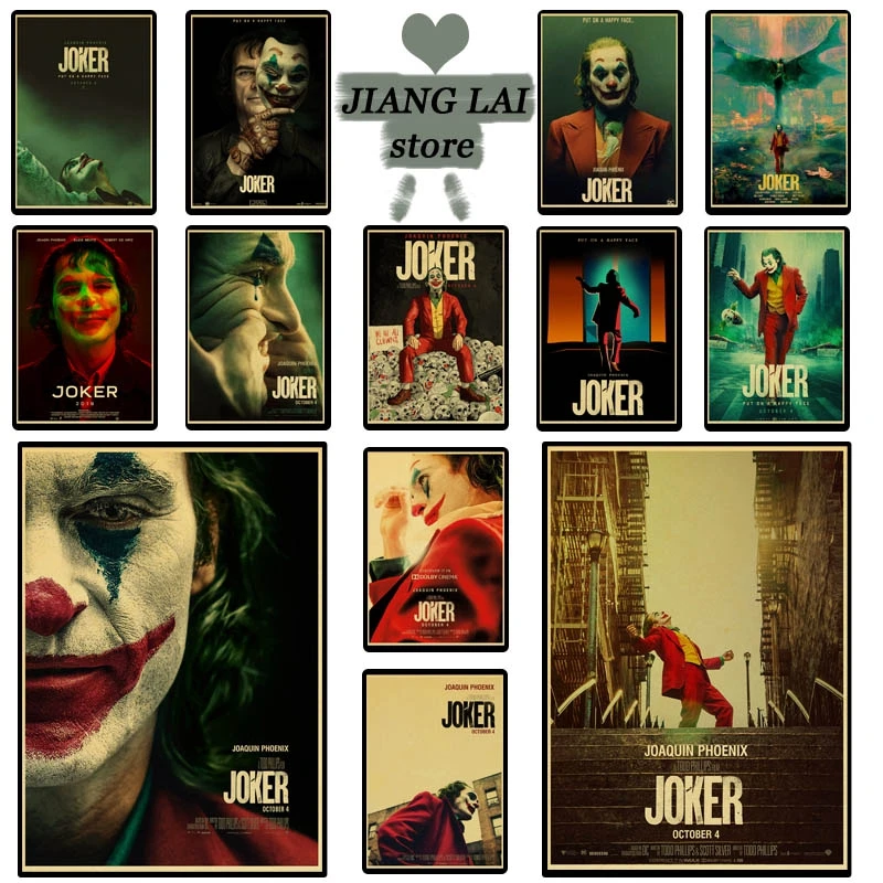 Joaquin Phoenix Joker 2019 DC Movie Comics Wall Art Painting Print On Coffee Retro Poster Pictures Halloween Home Deco
