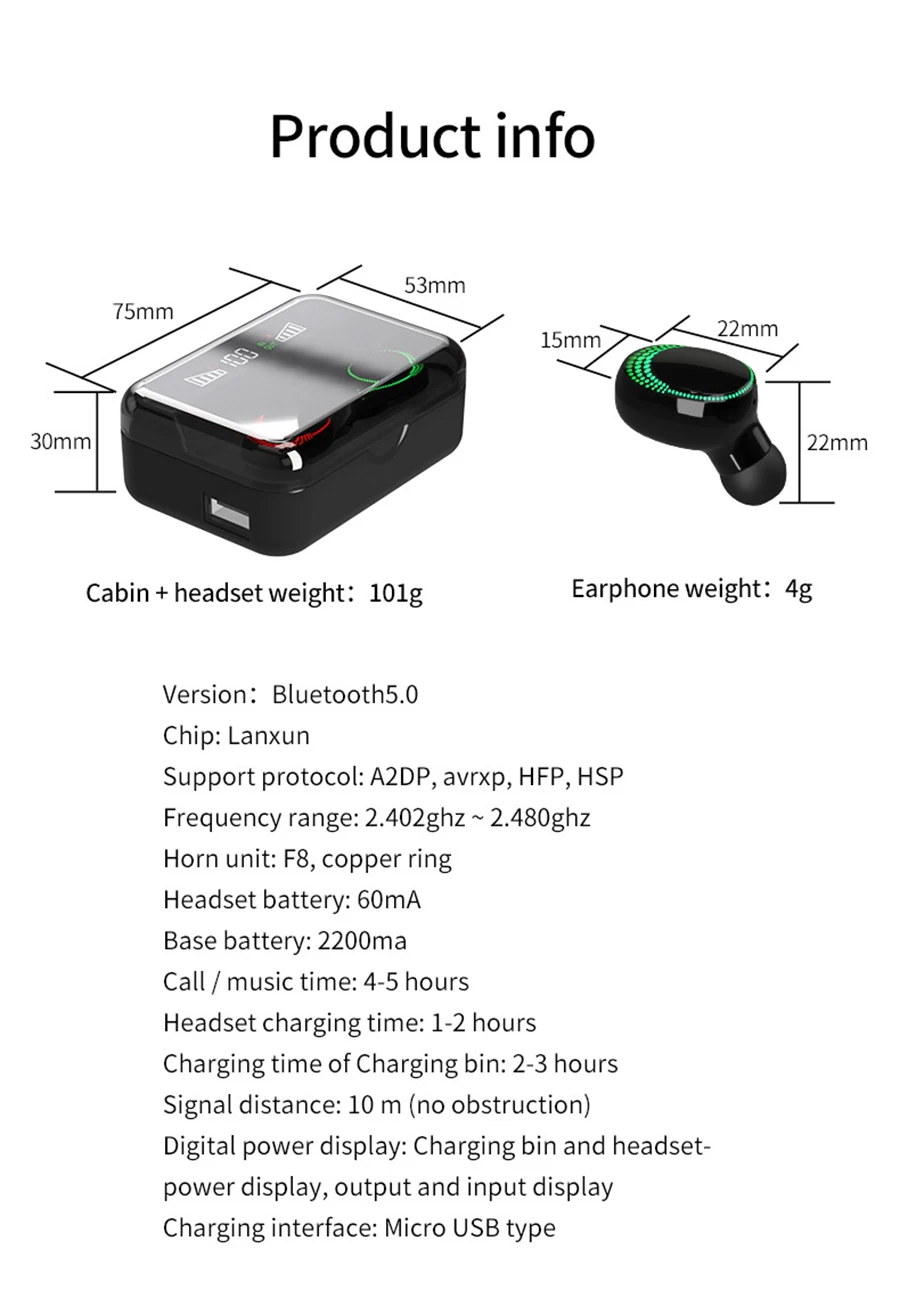 TWS отпечатков пальцев сенсорные Bluetooth наушники беспроводные наушники Bluetooth V5.0 3D стерео шумоподавляющие наушники вкладыши наушники