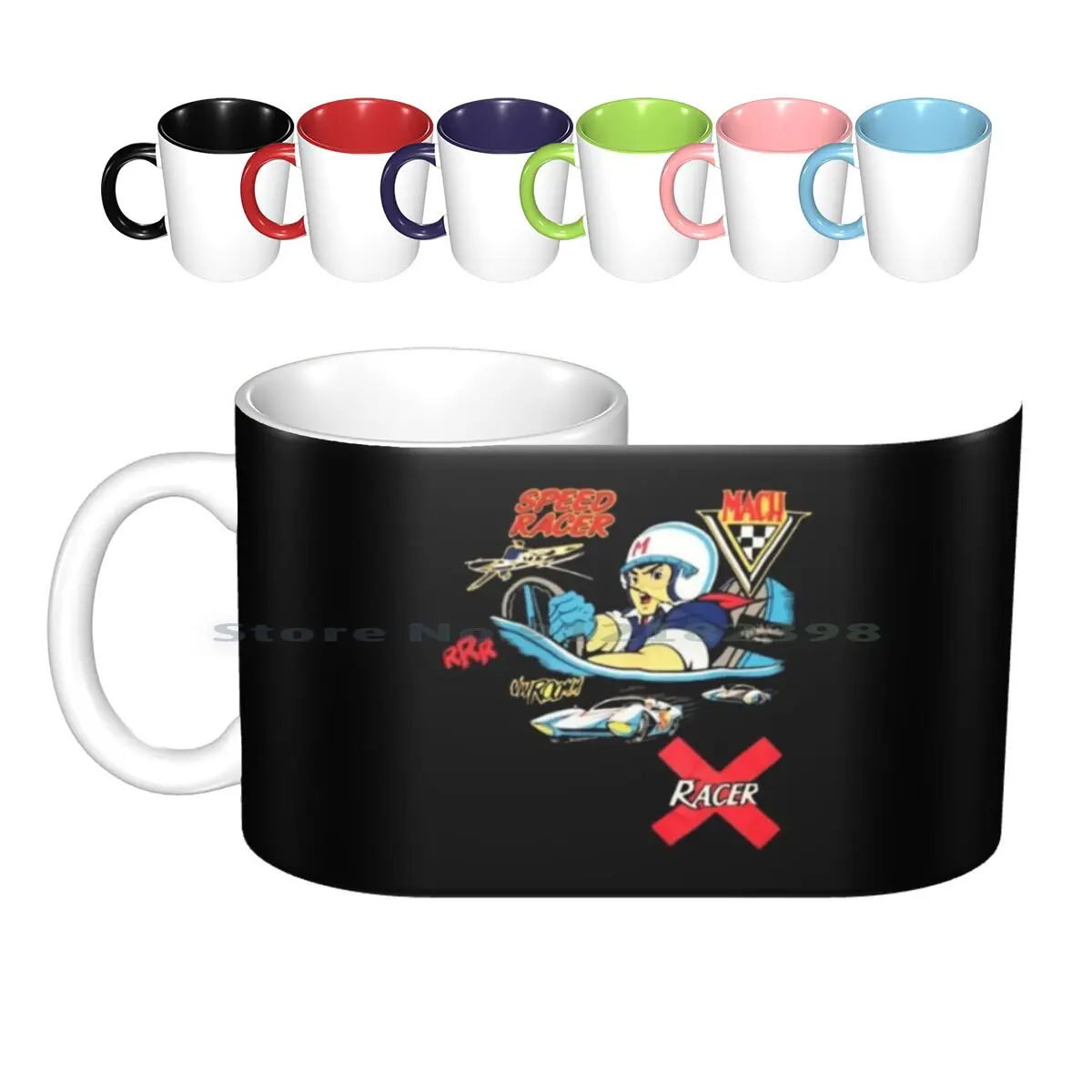 Go Go Tazze In Ceramica Tazze Da Caffè Tazza Da Tè Al Latte Mach 5 Racer X Go Go Moto Da Corsa Auto Da Corsa Cartoon Vintage Comic Retro Racer