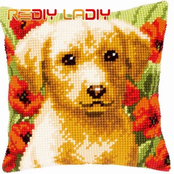 

5D Cross Stitch Cushion Cover In Flower Field Pillows DIY Chunky Cross-Stitch Kits 100% Acrylic Yarn Pillow Case Hobby & Crafts