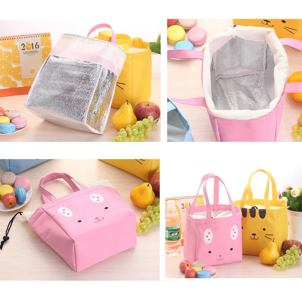 Cute Cartoon Lunch Box Animal Thermal Insulated Tote Cooler Bag Bento Pouch Fresh Food Container Oxford Waterproof Luch Bags