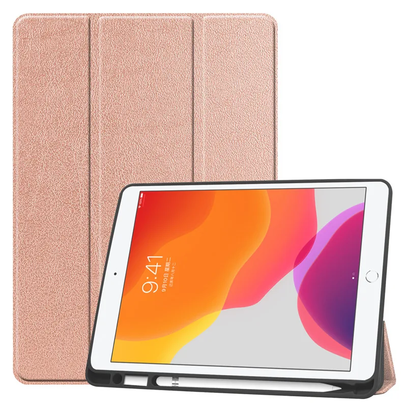 Для apple iPad 10,2 Чехол Мягкий ТПУ чехол для планшета с карандашом умный чехол для iPad 7-го поколения Чехол - Цвет: Rose gold Bi Cao