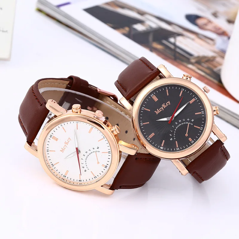 

EBay Foreign Trade Hot Selling Genuine Leather Launched Business Men Watch Simple Article Ding with Numbers Measuring Quartz Wat